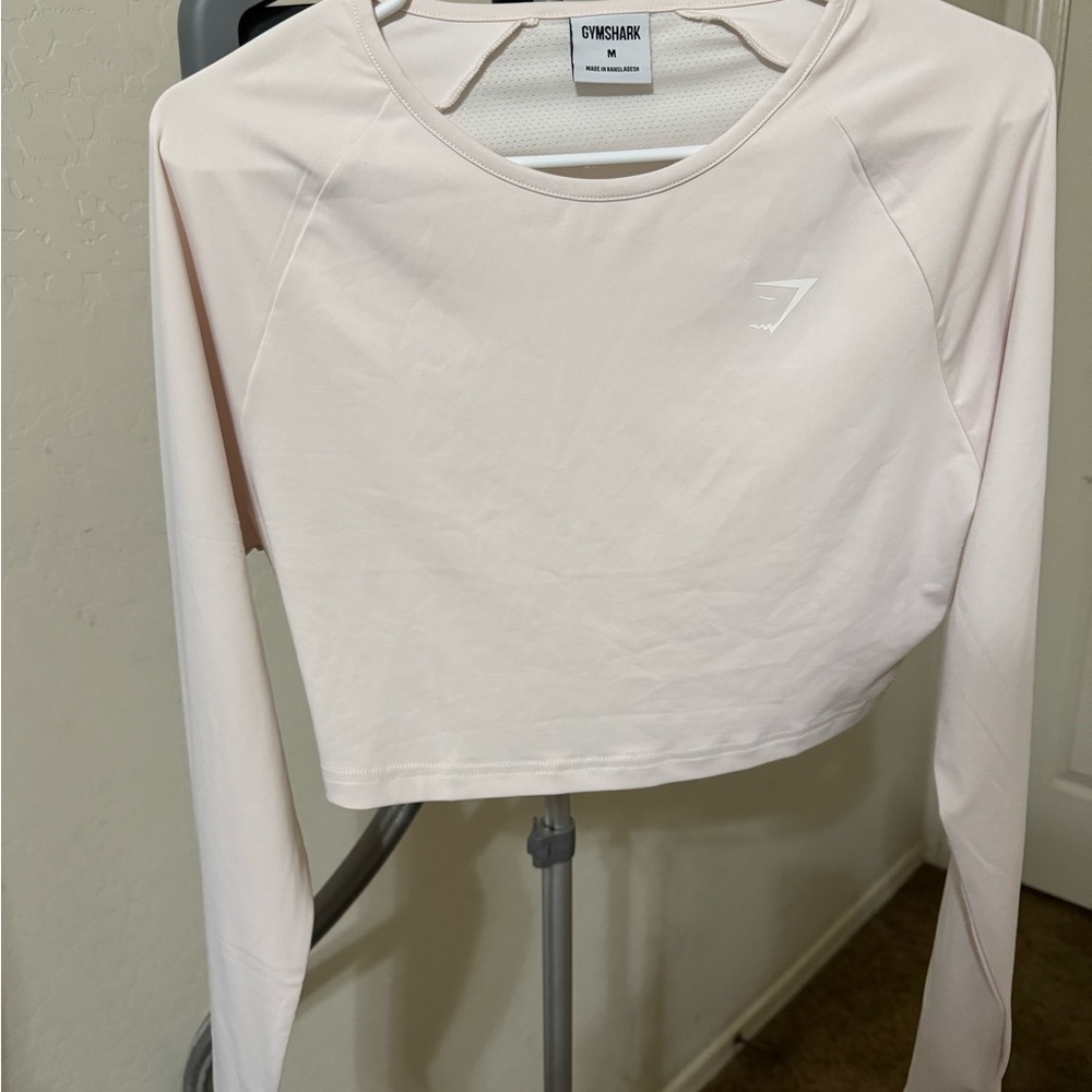 Gymshark Women's Pink-ish-Creamish Long Sleeve Crop Top